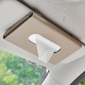 Car Napkins Holder - Car Visor Tissue Holder - Red Black Brown Beige Car Tissues Box Holder - Mask Dispenser for Sun Visor - Vehicle Leather Tissue Holder Backseat Tissue Paper Case