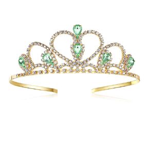 Pink Gems Rhinestone Gold Tiara for Little Kid Big Kid Prom Birthday Prinecess Crown
