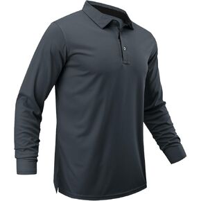 Men Polo Shirts Long Sleeve Moisture Wicking Dry Fit Performance Tactical Shirt Collared Casual Golf Tennis Shirt