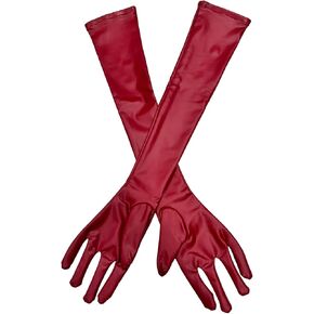 Womens Long Latex Gloves Patent Leather Wet Look Arm Length Opera Evening Party Costume Gloves