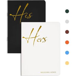 Vow Books His and Hers, Wedding Vow Books with Gold Foil Lettering for Your Wedding, Perfect Wedding Present for Keepsake-Black&White