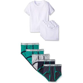 Fruit of the Loom Boys' 10-Piece White Crew Tee and Brief set