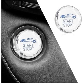 Bling Push Start Button Cover,Crystal Rhinestone Engine Start Button Cover for Car Decorations & Protection,Universal Car Accessories Interior Fits Trucks,Cars,SUVs (Engine, Silver)