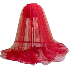 Womens Long Tulle Tutu Skirts Y2k High Waist Sheer Mesh Dress Bandage Overskirt for Wedding, Party, Cocktail, Prom