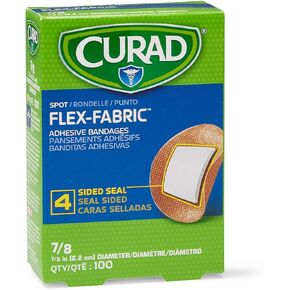 Curad Flex Fabric Spot Adhesive Bandages, Bandage Diameter is 7/8' (Box of 100)