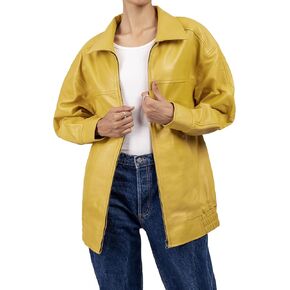 Jild Oversized Leather Jacket Women - Lambskin Leather Fall Jacket for Womens Fashion Plus Size Outfits