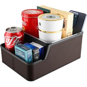 Car Back Seat Organizer with 3 Compartments Storage Car Armrest Cup Holder Tray Car Organizer & Storage Between Seats Car Caddy Organizer Front Seat Back Seat Floor(Brown)