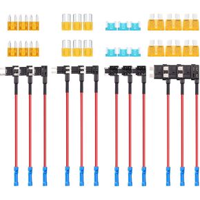 36 Pieces Fuse Taps Set, 4 Types 12V Piggy Back Fuses Adding a Circuit Adapter and Fuse Kit Fuse Holder Mini Low Profile Tap Adapter for Cars Trucks Boats