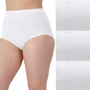 Bali Women's Stretch Cotton Underwear, Cut-fit Brief, Full Coverage Panty, 3-Pack