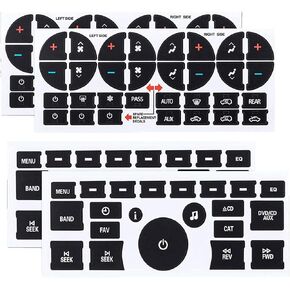 A/C Control & Radio Dash Buttons Repair Kit Sticker Compatible with Chevrolet GM GMC Chevy Tahoe 2007-2015,Repair Decal Set Fix Ruined Faded,4pcs