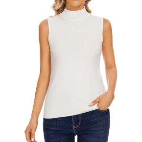 Sleeveless Mock Neck Tops for Women Soft Slim Fit Knit Vest Tops
