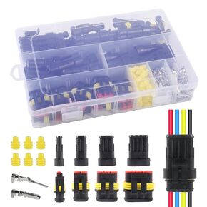 352Pcs Waterproof Connector Car Electrical Connector Terminals Quick Disconnect Wire Connector Plug Kit, 1/2/3/4 Pin Connectors Male and Female for Cars Motorcycles, Boats- 22-16 AWG