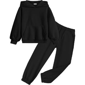 Arshinet Girls 2 Piece Outfits Hoodie Sweatsuit Sets Oversized Sweatshirt and Baggy Fall Fashion Sweatpant with Pockets