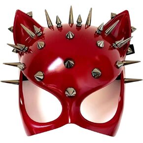 Red Black Cat Woman Dress up Cosplay Party Masquerade Mask Spiky Halloween
