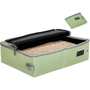 PETSFIT Travel Portable Cat Litter Box with Lid for Medium Cats & Kitties, Leak-Proof, Waterproof Standard Collapsible Litter Box Perfect for Hotel/Lawn/Car