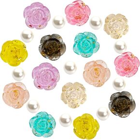 Bling Shoe Charms for Women and Girls,Girly Crystal Rose Flower Charms for Clog,24pcs Flower Pearl Charms Cute Designer Shoe Decoration Jewels Birthday Gifts Party Favors