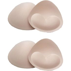 2 pairs sports bra pads inserts push up for swimsuit dress bikini tank top washable reusable push up inserts nipple pads oval/round