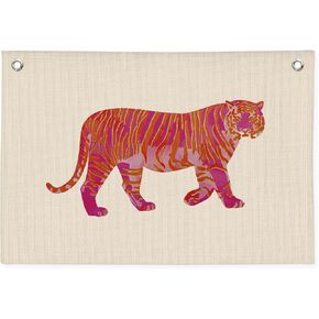 Dorm Decor, Dorm Room Essentials for Girls, Preppy Funky Pink Orange Tiger Canvas Banner, Trendy Preppy Retro Banner, Aesthetic for Teen Girl College Dorm Bedroom Party Decoration