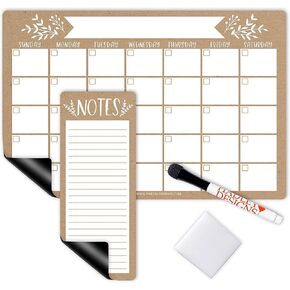 Rustic Large Magnetic Calendar for Fridge Dry Erase Board for Refrigerator - Magnetic Fridge Calendar Dry Erase Magnetic Whiteboard Calendar, Magnetic Dry Erase Calendar for Fridge Planner Magnet…
