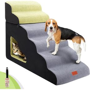 LOOBANI Dog Stairs for High Bed, 30 in Height 6 Steps Soft Foam Spliced Dog Steps for Bed, Non-Slip Sturdy Pet Stairs, Dog Ramp for Small Dog, Older Pets, Grey 6 Tiers