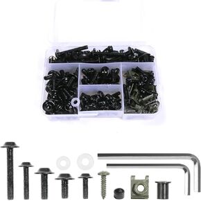 Full Sets Fairing Bolts Kits Universal Fairing Bolt Kits Fasteners Fit for GSXR600 750 1000 GSX1300R CBR600RR 1000RR CBR1100XX, YZF R3 R6 R1, NINJA 300 650R, ZX-6R ZX-10R ZX-14 (Black)