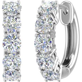1 to 5 Carat 14K Gold or in Platinum Round White Diamond Ladies Huggies Hoop Earrings (I1-I2 Clarity)