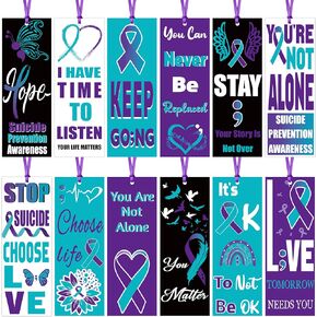 Haooryx 120pcs Suicide Prevention Awareness Bookmarks, You Are Not Alone Tomorrow Needs You Stop Suicide Choose Live Inspirational Bookmark for Suicide Prevention Awareness Seminar Stationery Supplies