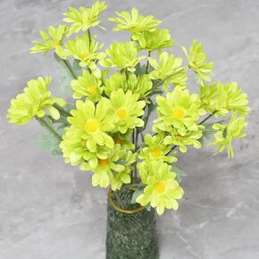 2Pcs Artificial Fake Flowers Plants 6 Head Daisy Silk Flowers Arrangements Wedding Decor UV Resistant Artificial Flowers Faux Plant Floral Bouquets for Home Kitchen Table Garden Vase Decor(Yellow)