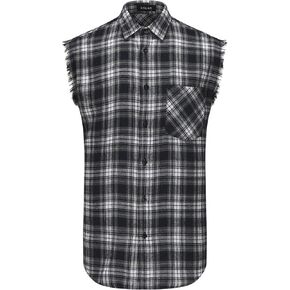 Men Sleeveless Plaid Shirt, Cowboy Button Down Shirts, Muscle Performance Sleeveless Shirts