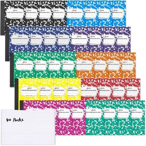 Composition Notebooks Bulk, 40 Packs 3.25 x 4.5 inch Mini Pocket Notebooks Narrow Ruled, 10 Assorted Colors Notebooks for School Office Home College (60 Sheets/120 Pages)