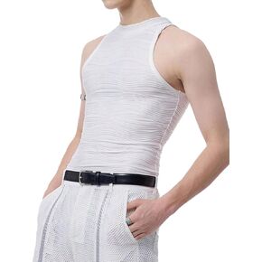 OYOANGLE Men's Sleeveless High Neck Halter Tank Top Solid Plain Casual Slim Fit Textured Tops