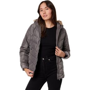 U.S. Polo Assn. Chevron Cozy Faux Fur Lining Quilted Puffer with Cozy Faux Fur Hood