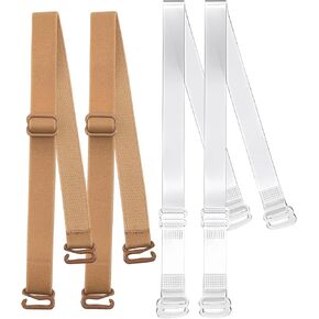 Bra Straps Elastic Adjustable Shoulder Straps with Clear Bra Straps for Strapless Bodysuit