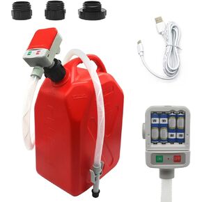 Fuel Transfer Pump with Auto-Stop Sensor & Leak Protection, Delivery Volume Up to 3.8GPM, with 3 Can Adapters for Gasoline, Diesel, Light Oil, and Other Portable Liquid Fuels