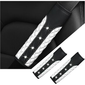 2PCS Bling Car Seat Belt Covers, Leather Vehicle Shoulder Pad Cushions, Sparkling Rhinestone Auto Seatbelt Strap Protective Covers for Women Girls, Universal for Most Cars（Pink） in Kuwait