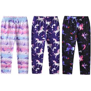 DXTON Kids Girls 3-Pack Skinny Stretch Athletic Leggings Toddlers Active Running Tights Yoga Pants 3-12 Years