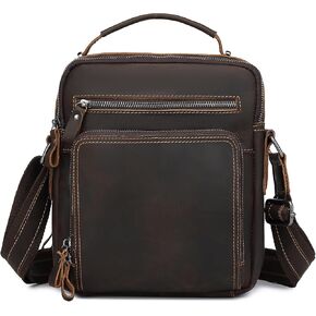 Vintage Leather Mens Purse Small Crossbody Messenger Bags for Men Shoulder Satchel Handbags for Travel and Work