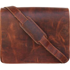 13" leather messenger bag laptop case office briefcase gift for men computer distressed shoulder bag