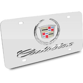 Au-tomotive Gold Cadillac Chrome Logo and Name on Chrome License Plate
