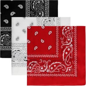3Pcs Paisley Pattern Bandanas for Men and Women Cowboy Bandana Handkerchiefs Square Head Wrap Scarf