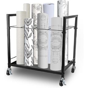 Blueprint Holder Rack Cart,Blueprint Storage Rack Metal with Wheels 12 Slots Roll File Holder,Blue Print Storage Organizer for School Home Office to Construction Plan Holder Poster Architectural.