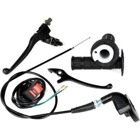 مقابض مقبض خانق للدراجة مقاس 7/8 بوصة، 50cc 110 125 150 دراجة ترابية (خنق + كابل + رافعة القابض + رافعة الفرامل + مفتاح + مقابض) لقضيب المقبض 22 مم