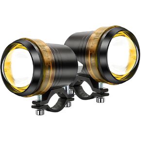 أضواء أمامية للدراجات النارية مع حلقة هالة، مصابيح ضباب LED عالمية للقيادة 12 فولت 24 فولت للمركبات النارية والدراجات الترابية والدراجات البخارية، قطعتان