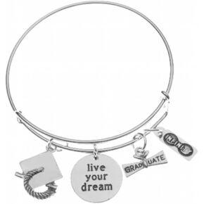 Infinity Collection - 2024 Graduation Gifts for Her - Silver Bangle Bracelet with Inspirational Message, Cool Senior Year 2024 Graduation Jewelry for Women, Teen and Girl Graduates