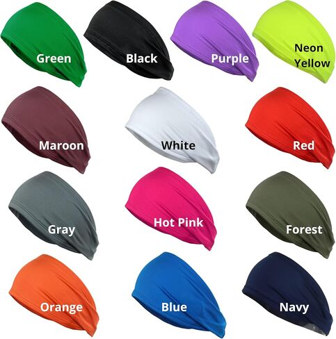 Kenz Laurenz Performance Headband Moisture Wicking Athletic Sports Head Band Wide Head band Sweatband - Workout, Soccer, Softball, Basketball in Saudi Arabia