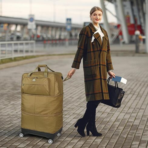 Travel Luggage Bags with Brake Spinner Wheels for Men 134L Collapsible Extra Large Travel Rolling Suitcase Lightweight Foldable Duffle Bag Expandable Soft Suitcase for Women and Not Fall Over, Black in Saudi Arabia