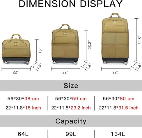 Travel Luggage Bags with Brake Spinner Wheels for Men 134L Collapsible Extra Large Travel Rolling Suitcase Lightweight Foldable Duffle Bag Expandable Soft Suitcase for Women and Not Fall Over, Black in Saudi Arabia