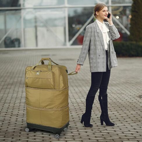 Travel Luggage Bags with Brake Spinner Wheels for Men 134L Collapsible Extra Large Travel Rolling Suitcase Lightweight Foldable Duffle Bag Expandable Soft Suitcase for Women and Not Fall Over, Black in Saudi Arabia