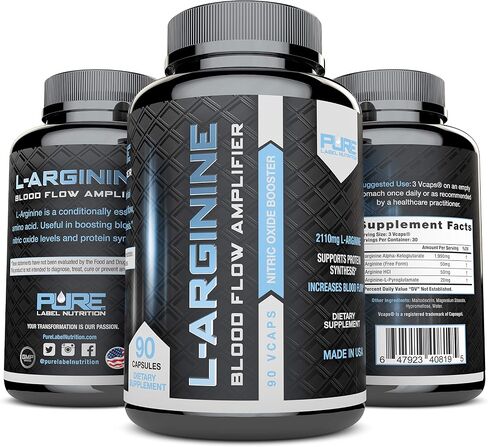 L Arginine Capsules, Nitric Oxide Booster, Amino Acid Supplement for Men and Women, Helps Build Muscle & Strength and Boost Energy, Blood Flow Support - 90 caps in Saudi Arabia