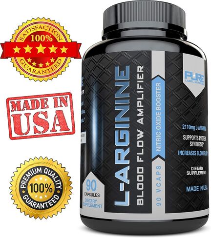 L Arginine Capsules, Nitric Oxide Booster, Amino Acid Supplement for Men and Women, Helps Build Muscle & Strength and Boost Energy, Blood Flow Support - 90 caps in Saudi Arabia